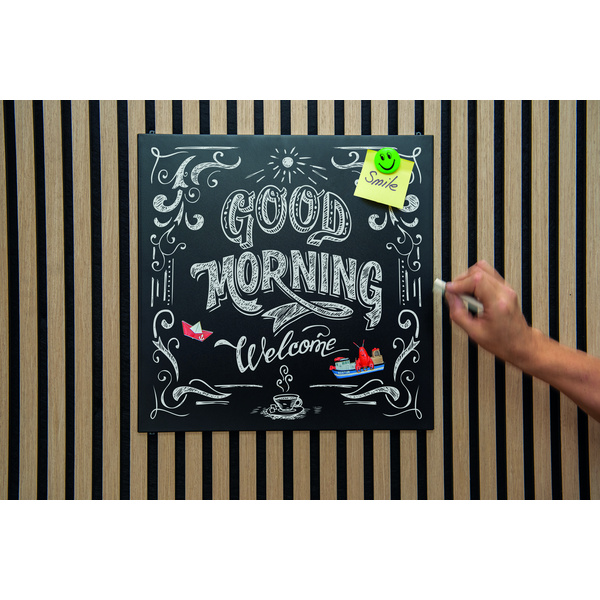 Letterboard FN Acustico 450x440x20mm, schwarz RAL 9005 pulverbesch., 1stk/pkg,Kart,4c bed.4xSchraub
