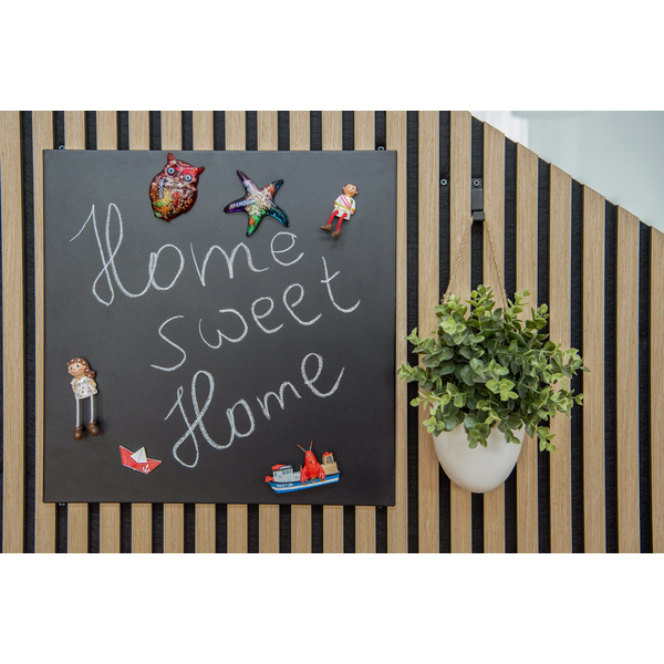 Letterboard FN Acustico 450x440x20mm, schwarz RAL 9005 pulverbesch., 1stk/pkg,Kart,4c bed.4xSchraub