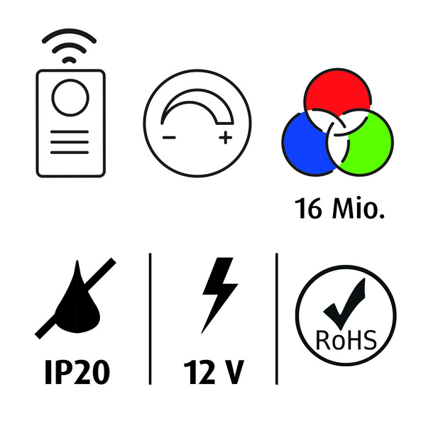 LED-Streifen, 1m, RGB 14,5x10x1000mm, Alu schwarz + Abd. Schwarz, 1 St/Pkg., IP20, mit Kabel