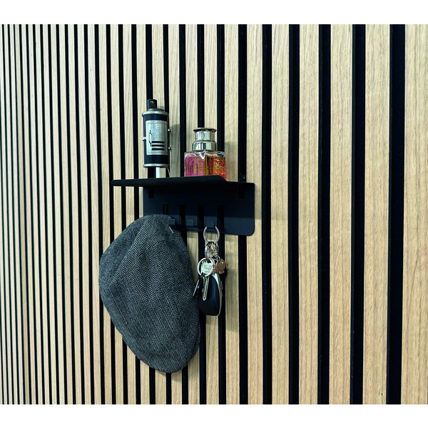 Schlüsselablage FN Acustico 239x75x89mm, schwarz RAL 9005 pulverbesch., 1stk/pkg,Kart,4c bed.2xSchraub