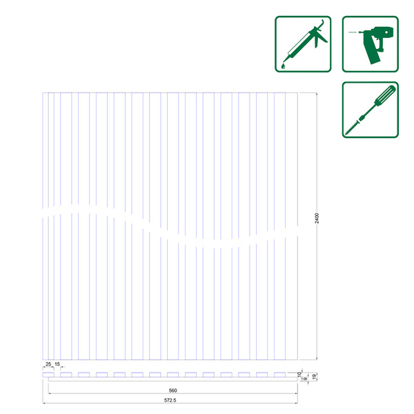 Akustikplatte PET+MDF 572,5x19mm Eiche natur FREI071, roh furniert, 267cm