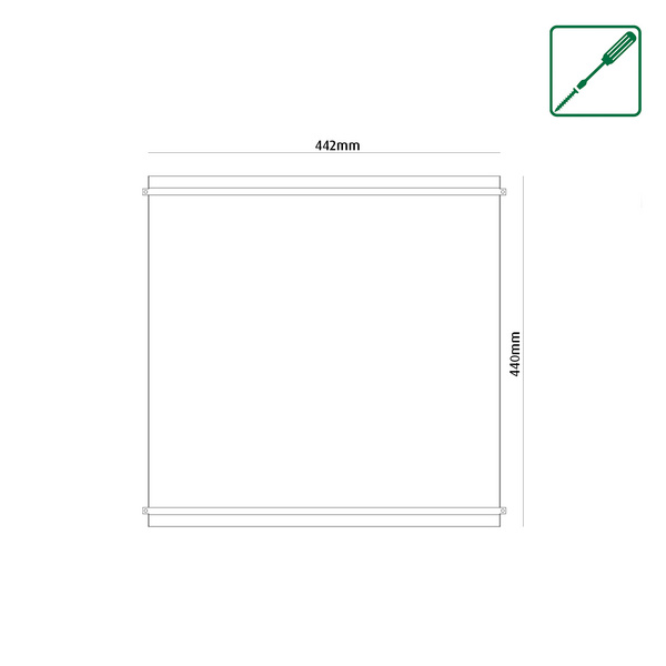 Letterboard FN Acustico 450x440x20mm, schwarz RAL 9005 pulverbesch., 1stk/pkg,Kart,4c bed.4xSchraub