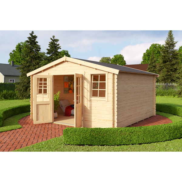 Wels 4 DT Blockbohlenhaus 28mm naturbelassen