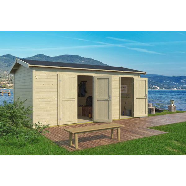 Tuvalu XL Blockbohlenhaus 28mm naturbelassen