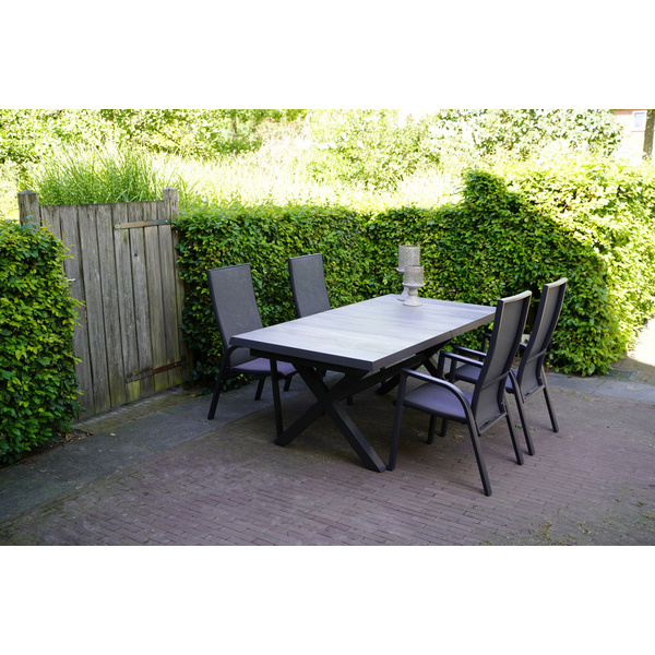 Ausziehtisch Castilla Negro mit Kreuzfuß 204/264x102cm