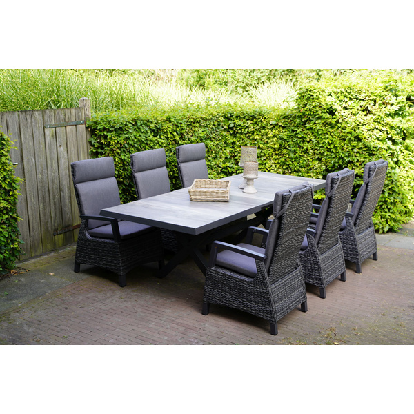 Ausziehtisch Castilla Negro mit Kreuzfuß 204/264x102cm