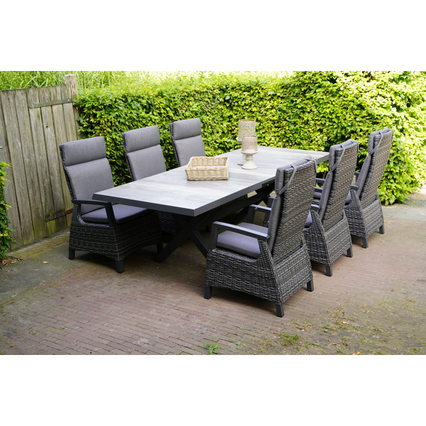 Ausziehtisch Castilla Negro mit Kreuzfuß 204/264x102cm