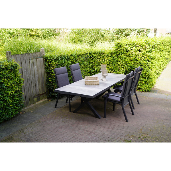 Ausziehtisch Castilla Negro mit Kreuzfuß 204/264x102cm