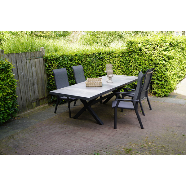 Ausziehtisch Castilla Negro mit Kreuzfuß 204/264x102cm