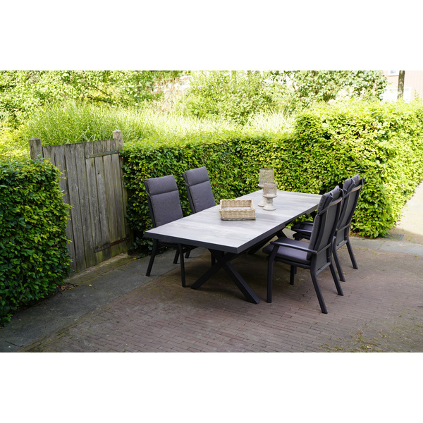 Ausziehtisch Castilla Negro mit Kreuzfuß 204/264x102cm