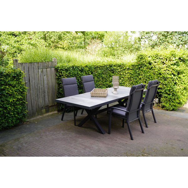 Ausziehtisch Castilla Negro mit Kreuzfuß 204/264x102cm