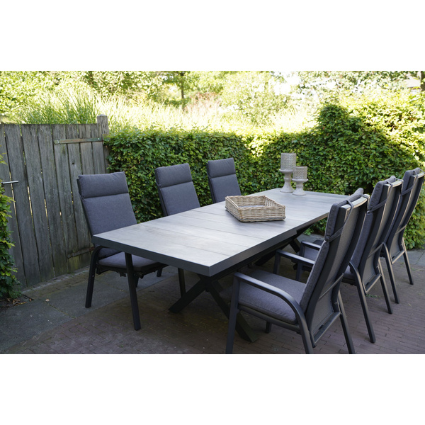 Ausziehtisch Castilla Negro mit Kreuzfuß 204/264x102cm