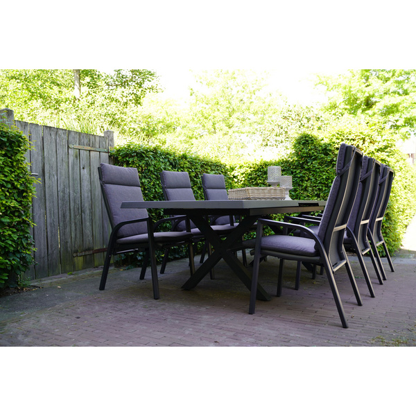 Ausziehtisch Castilla Negro mit Kreuzfuß 204/264x102cm