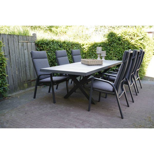 Ausziehtisch Castilla Negro mit Kreuzfuß 204/264x102cm