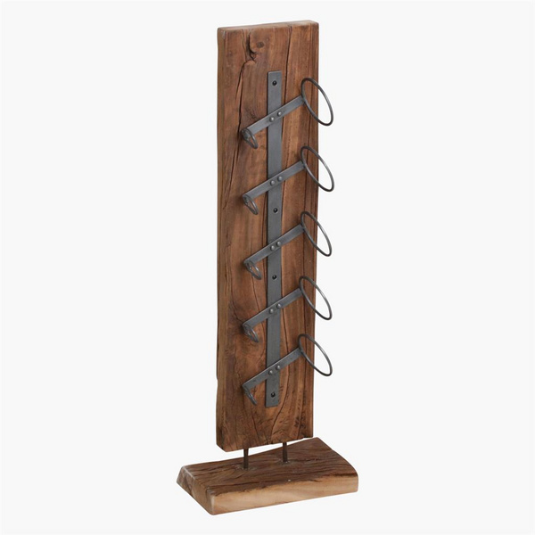 Weinregal 5 Flaschen M braun Teak wood, iron