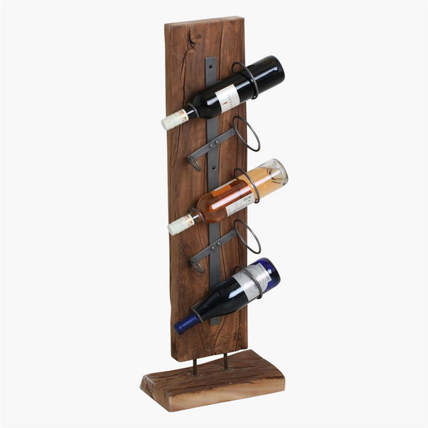 Weinregal 5 Flaschen M braun Teak wood, iron