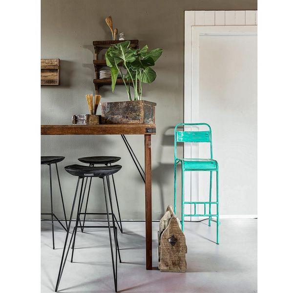 Loft Barhocker schwarz Teak wood, iron