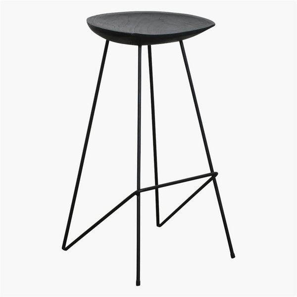 Loft Barhocker schwarz Teak wood, iron