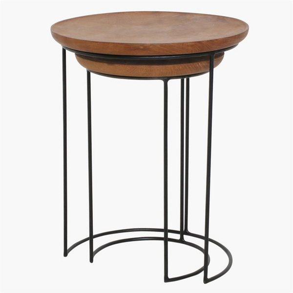Loft Nesting Beistelltisch Set 2stk. Teak wood, iron