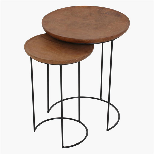 Loft Nesting Beistelltisch Set 2stk. Teak wood, iron