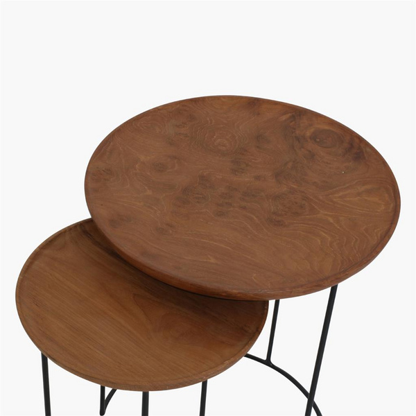 Loft Nesting Beistelltisch Set 2stk. Teak wood, iron