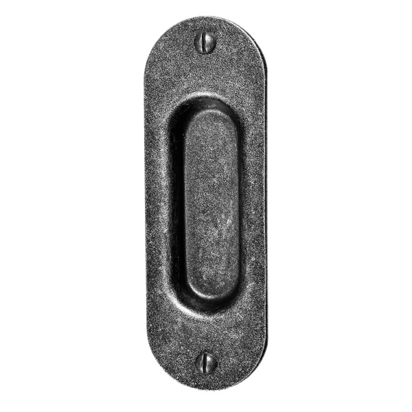 Schiebetürmuschel OL Oval, sichtbar Verschraubt, 120x40mm, Schwarz patiniert