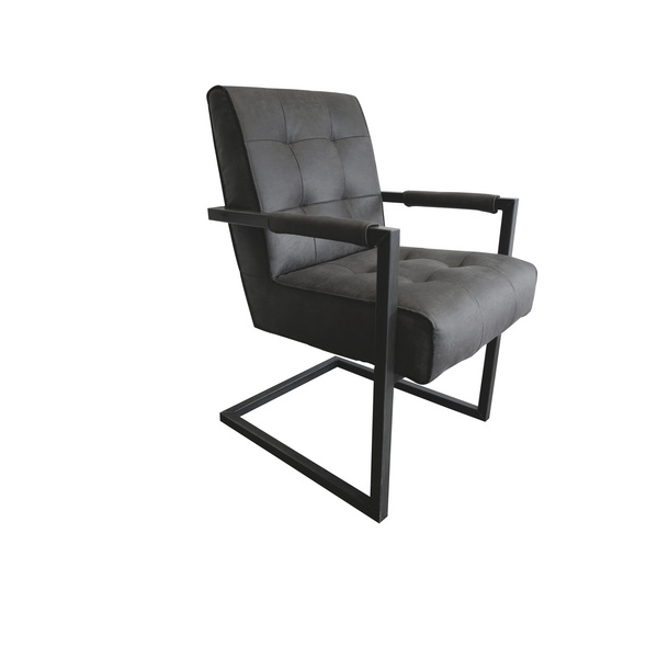 Freischwinger Stuhl JIM mit Arm Dallas Leather: Dark Grey Format: H:91 B:51 T:68 Sitzh: 51cm