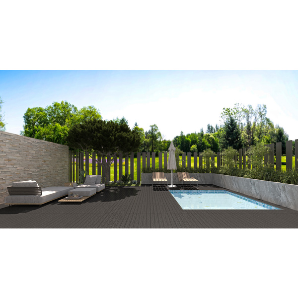 Terrassenfliese WPC Teak einseitig Holzstruktur - 2,3 mm stark