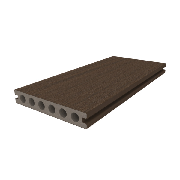 Terrassendiele WPC massiv Ipe einseitig Holzstruktur, einseitig glatt, längsseitige Nut, UH02OW - 23 x 138 mm