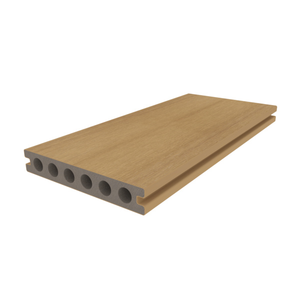 Terrassendiele WPC massiv Red Cedar einseitig Holzstruktur, einseitig glatt, längsseitige Nut, UH02 - 23 x 138 mm