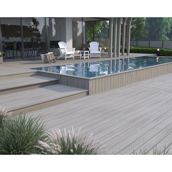 Terrassendiele WPC massiv Antique einseitig Holzstruktur, einseitig glatt, längsseitige Nut, UH02 - 23 x 138 mm
