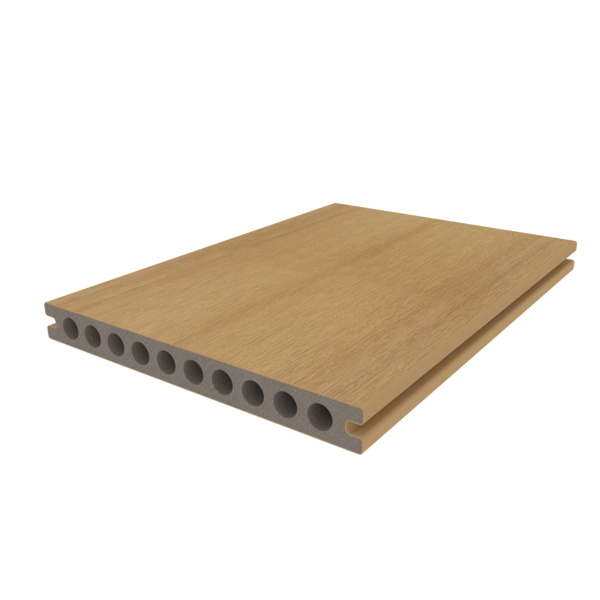 Terrassendiele WPC massiv Red Cedar einseitig Holzstruktur, einseitig glatt, längsseitige Nut, UH22 - 23 x 210 mm