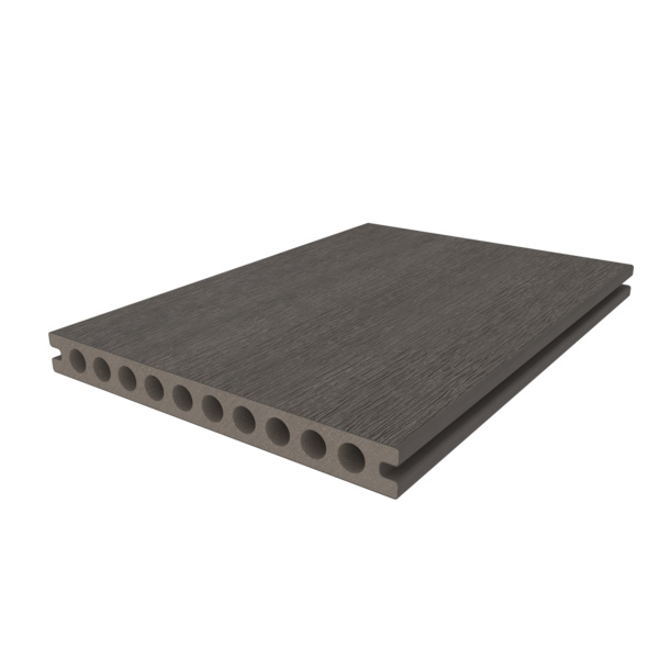 Terrassendiele WPC massiv Silver Gray einseitig Holzstruktur, einseitig glatt, längsseitige Nut, UH22 - 23 x 210 mm
