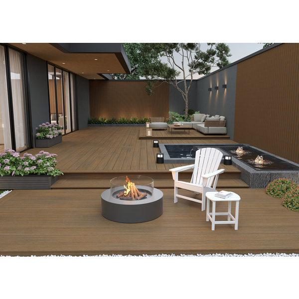 Terrassendiele WPC massiv Teak einseitig Holzstruktur, einseitig glatt, längsseitige Nut, UH22 - 23 x 210 mm