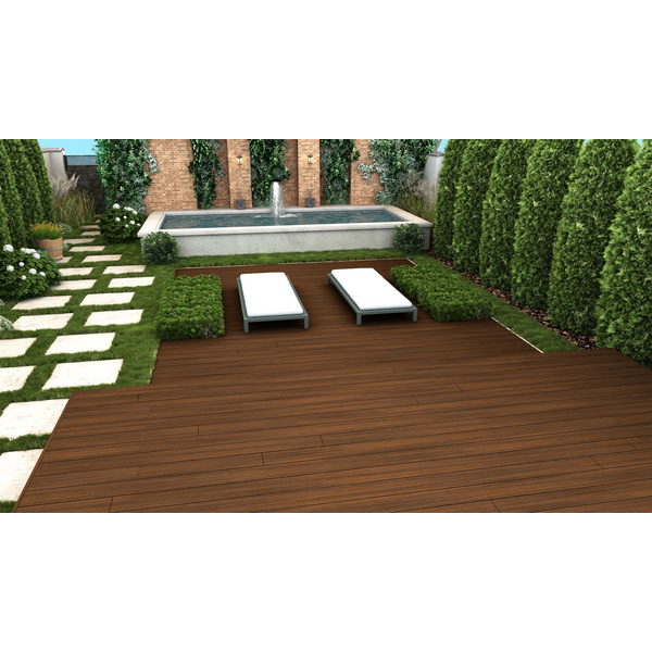 Terrassendiele WPC massiv Ipe einseitig Holzstruktur, einseitig glatt, längsseitige Nut, UH22OW - 23 x 210 mm