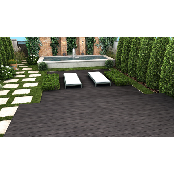 Terrassendiele WPC massiv Silver Gray einseitig Holzstruktur, einseitig glatt, längsseitige Nut, UH22OW - 23 x 210 mm