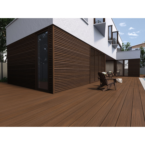 Terrassendiele WPC massiv Ipe einseitig Holzstruktur, einseitig glatt, längsseitige Nut, UH22 - 23 x 210 mm