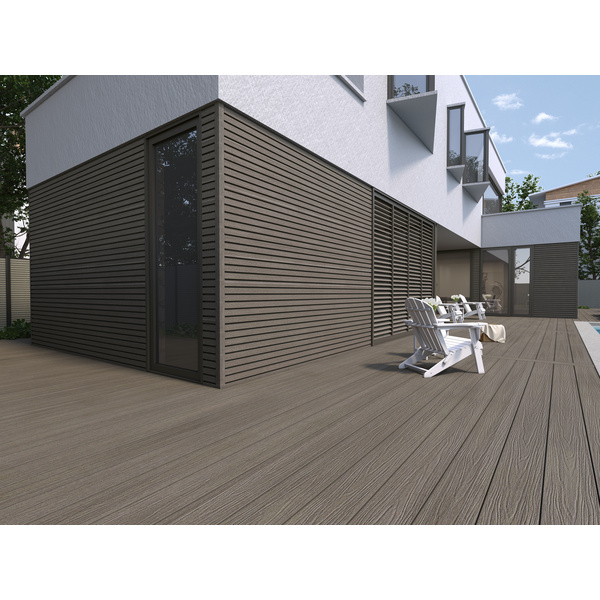 Terrassendiele WPC massiv Silver Gray einseitig Holzstruktur, einseitig glatt, längsseitige Nut, UH22 - 23 x 210 mm