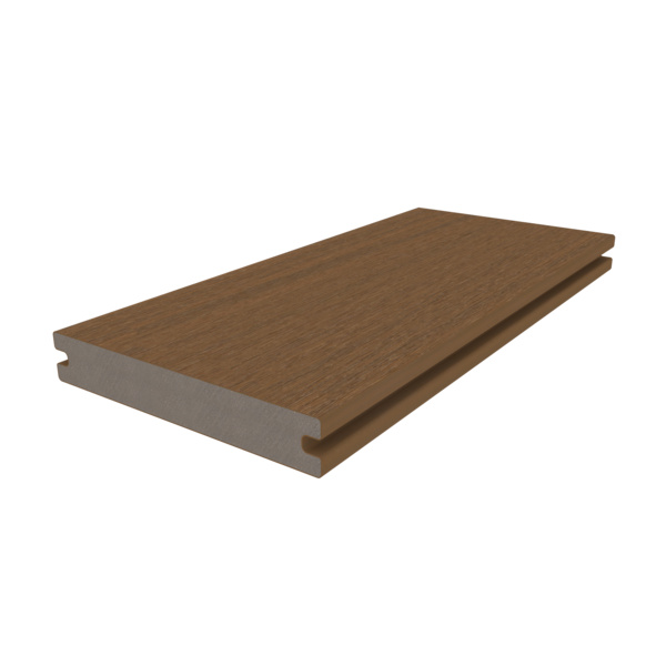 Terrassendiele Teak einseitig Holzstruktur, einseitig glatt, längsseitige Nut, US01OW - 23 x 138 mm