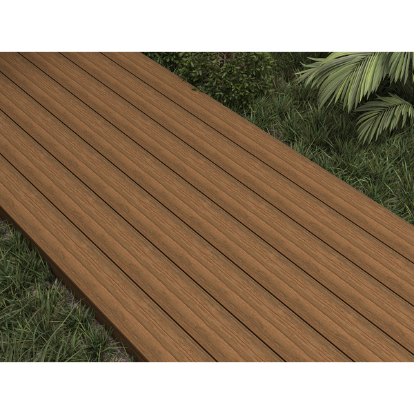 Terrassendiele Teak einseitig Holzstruktur, einseitig glatt, längsseitige Nut, US01OW - 23 x 138 mm