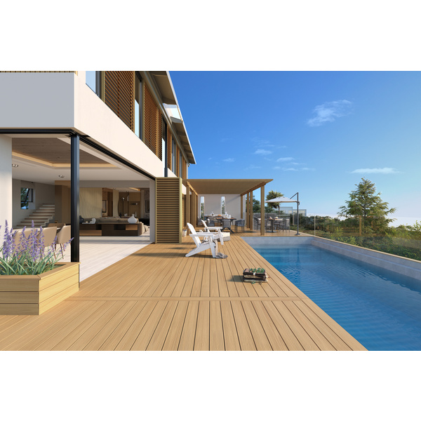 Terrassendiele WPC massiv Red Cedar einseitig Holzstruktur, einseitig glatt, US07 - 23 x 138 mm