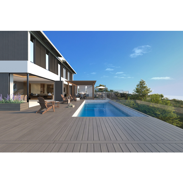 Terrassendiele WPC massiv Silver Gray einseitig Holzstruktur, einseitig glatt, US07 - 23 x 138 mm