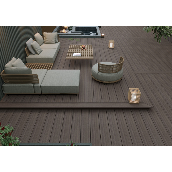 Terrassendiele WPC massiv Aged Wood einseitig Holzstruktur, einseitig glatt, längsseitige Nut, US54 - 23 x 210 mm