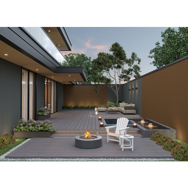 Terrassendiele WPC massiv Silver Ash einseitig Holzstruktur, einseitig glatt, längsseitige Nut, US54 - 23 x 210 mm