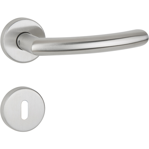 Drückergarnitur Mano, Edelstahl matt, Klipp-Rosette, mit Rückholfeder, BB