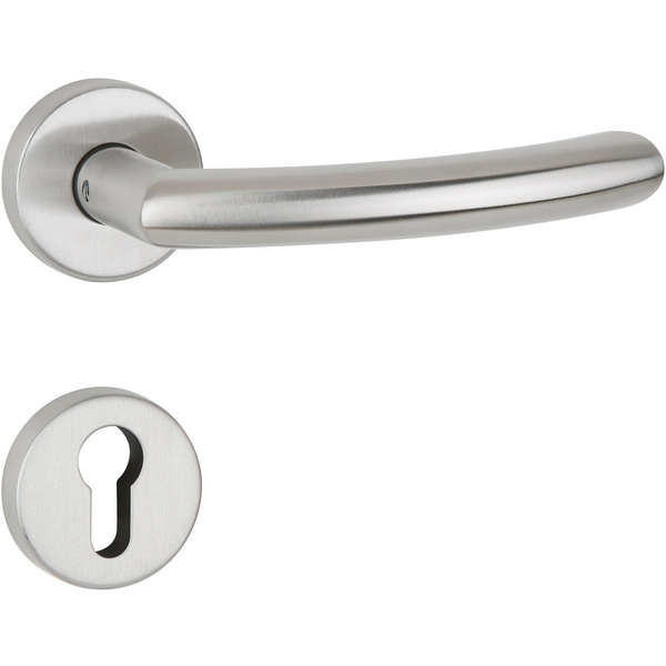 Drückergarnitur Mano, Edelstahl matt, Klipp-Rosette, mit Rückholfeder, PZ