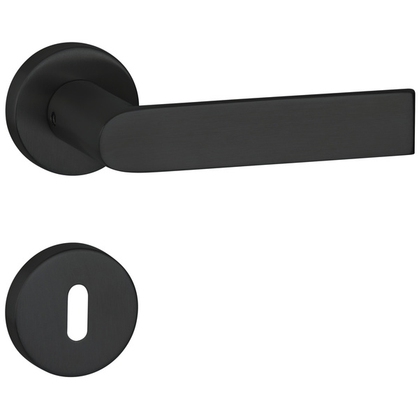 Drückergarnitur Orbio, Schwarz matt, Klipp-Rosette, mit Rückholfeder, BB