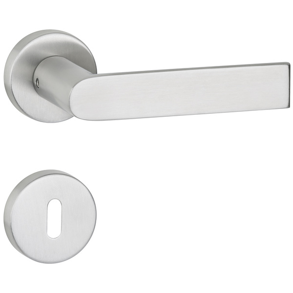 Drückergarnitur Orbio, Edelstahl matt, Klipp-Rosette, mit Rückholfeder, BB