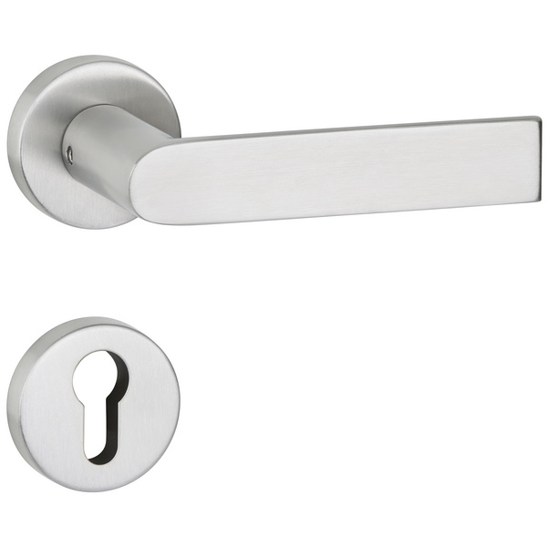 Drückergarnitur Orbio, Edelstahl matt, Klipp-Rosette, mit Rückholfeder, PZ