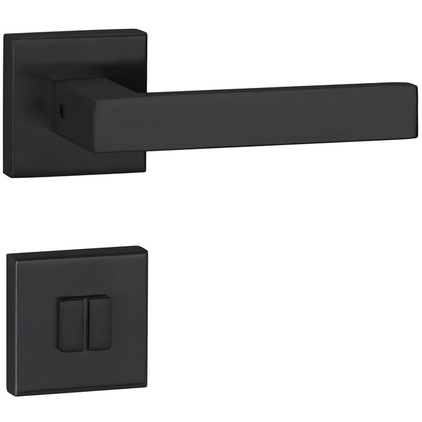 Drückergarnitur Quadrino, Schwarz matt, Klipp-Rosette, WC